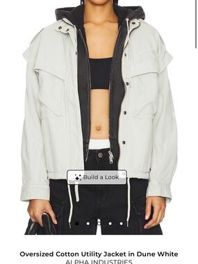 Alpha Industries Dune White Utility Jacket with Black Hooded Liner